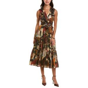 Tahari Asl Womens  Printed Midi Dress, Brown
